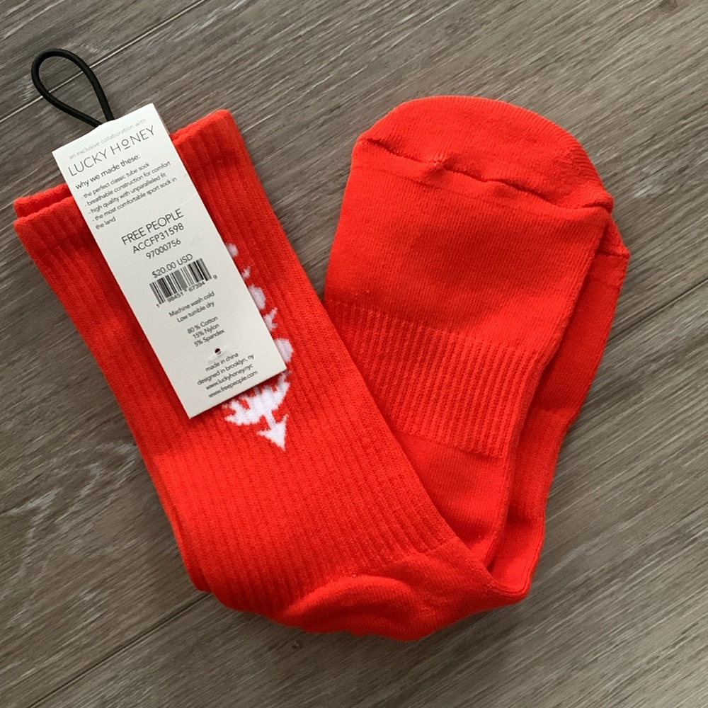 FP MOVEMENT Last Lap Buti Logo Tube Socks Flame Orange NWT - Picture 4 of 5